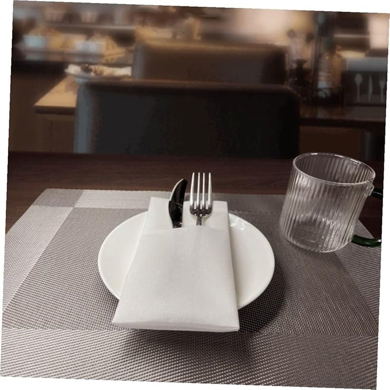 White Paper Napkins with Flatware Pocket 50 Count Thick Absorbent for Weddings Parties - Image 4